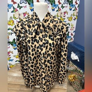 Kate spade forest feline tie-neck top size Medium